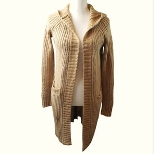 Lou & Grey NWT Open Front Hooded Cardigan in Autumn Chestnut Size XS Oversized
